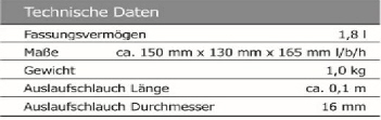 Auffangbehlter Rubi Techn. Daten